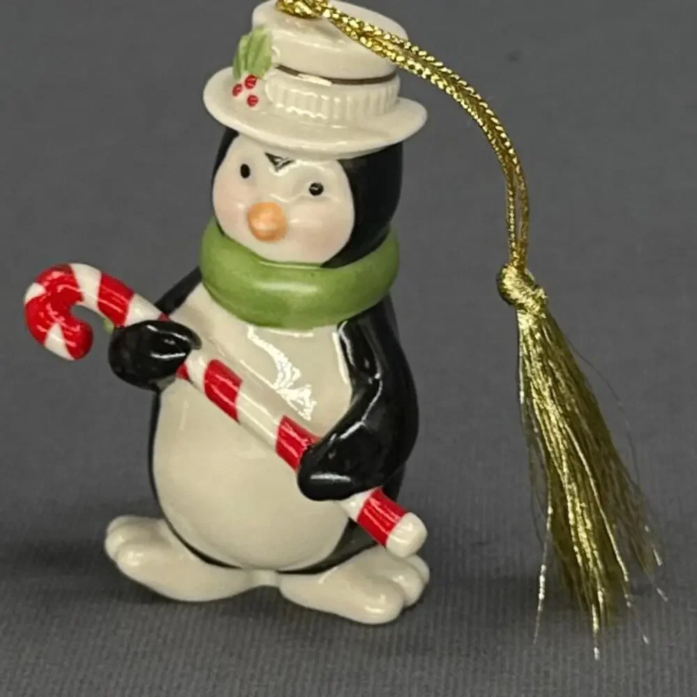 Lenox Very Merry Porcelain Ornament Set of 2 Snowman Penguin Holiday Christmas